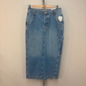 We The Free Jean Skirt 29 CottonvDenim Button Fly Long Midi Utility Free People